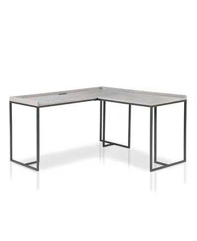 Furniture Of America Hinsdale Metal Base L-shaped Computer Desk With Usb Port And Outlet In Gray