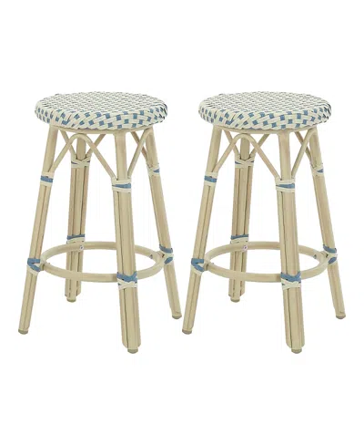 Furniture Of America Kindry 26-inch Aluminum Outdoor Barstools, Set Of 2 In Blue