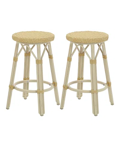 Furniture Of America Kindry 26-inch Aluminum Outdoor Barstools, Set Of 2 In Brown