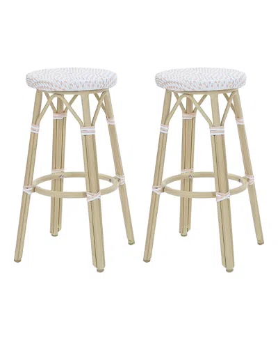 Furniture Of America Kindry 30 Aluminum Outdoor Barstools, Set Of 2 In White