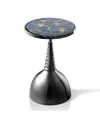 Furniture Of America Knoll 16 Iron Round End Table With Botanical Print Top And Dome Base In Black