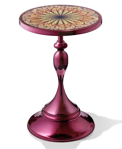 Furniture Of America Knoll 16" Metal Round End Table With Pedestal Base In Purple