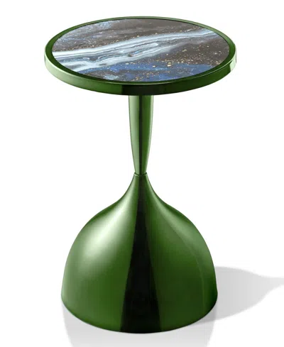 Furniture Of America Knoll 16" Metal Round End Table With Pedestal Base In Green