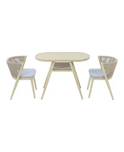 Furniture Of America Layson Aluminum Lower Shelf 3-piece Outdoor Dining Table Set In Neutral