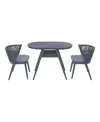 Furniture Of America Layson Aluminum Lower Shelf 3-piece Outdoor Dining Table Set In Gray