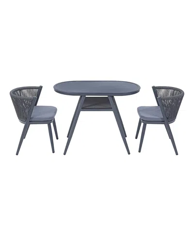 Furniture Of America Layson Aluminum Lower Shelf 3-piece Outdoor Dining Table Set In Gray