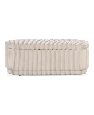 Furniture Of America Lyla Chenille Oval Storage Bench