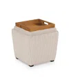 Furniture Of America Lyla Chenille Square Storage Ottoman With Tray In Gray