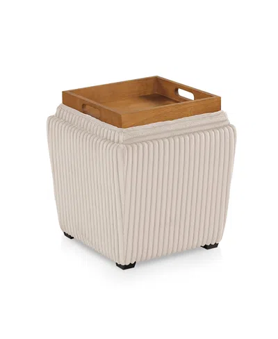 Furniture Of America Lyla Chenille Square Storage Ottoman With Tray In Gray