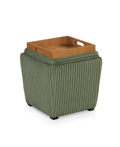 Furniture Of America Lyla Chenille Square Storage Ottoman With Tray