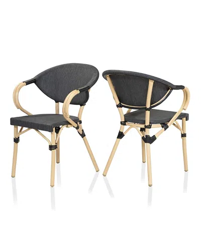 Furniture Of America Madison Aluminum Patio Arm Chairs, Set Of 2 In Gray