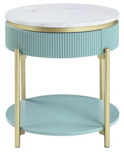Furniture Of America Marei 1 Drawer End Table In Green,white,gold-tone
