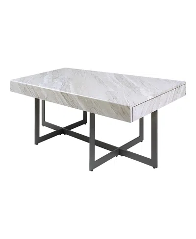 Furniture Of America Martine 47 Faux Marble Top 2-drawer Coffee Table In White