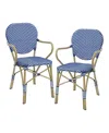 Furniture Of America Milan Pe Wicker Patio Arm Chairs, Set Of 2 In Blue