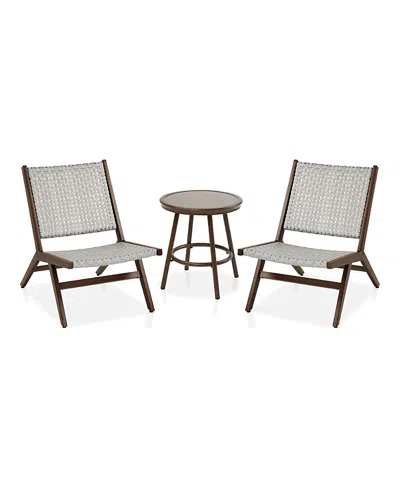 Furniture Of America Morrow Aluminum And Fe Wicker Outdoor Bistro, Set Of 3 In Gray