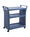 Furniture Of America Phelps Aluminum 3-open Shelf Patio Serving Cart In Blue