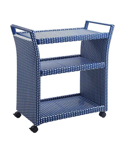 Furniture Of America Phelps Aluminum 3-open Shelf Patio Serving Cart In Blue