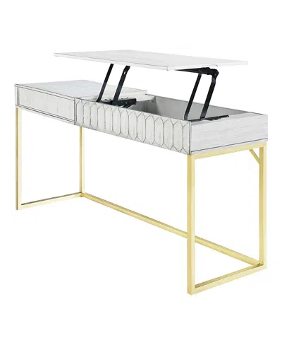 Furniture Of America Prelli Steel Base Adjustable Writing Desk With Lift Top And Hidden Drawer In White