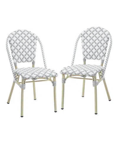 Furniture Of America Quade Aluminum And Pe Wicker Patio Dining Chairs, Set Of 2 In Gray