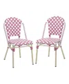Furniture Of America Quade Aluminum And Pe Wicker Patio Dining Chairs, Set Of 2 In Pink