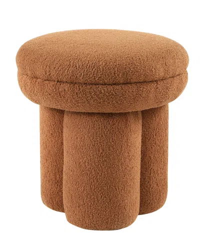 Furniture Of America Ronan 18" Mushroom Upholstered Ottoman In Brown