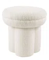 Furniture Of America Ronan 18" Mushroom Upholstered Ottoman In White