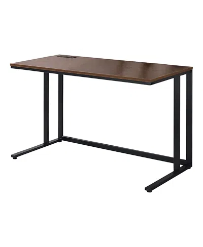 Furniture Of America Sanford Steel Base Two-tone Writing Desk With Usb Ports And Outlets In Brown