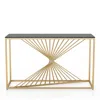 Furniture Of America Selig 47 Glass Top Geometric Twist Base Sofa Table In Gold