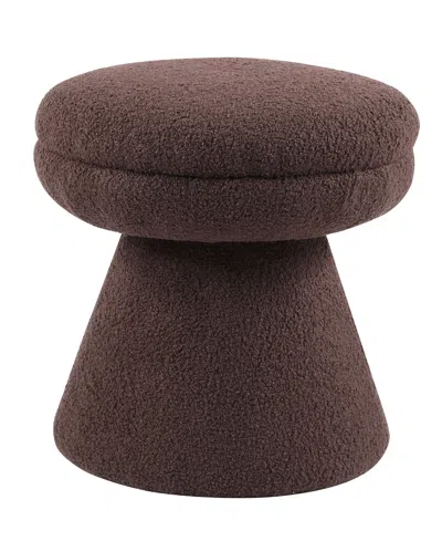 Furniture Of America Silas 18" Mushroom Upholstered Ottoman In Brown