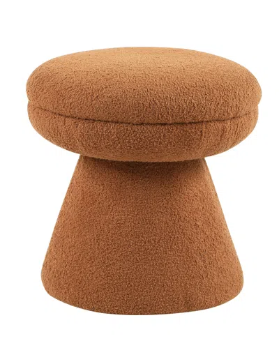 Furniture Of America Silas 18" Mushroom Upholstered Ottoman In Brown
