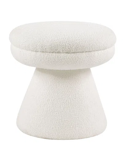 Furniture Of America Silas 18" Mushroom Upholstered Ottoman In White