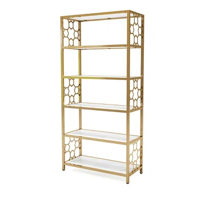 Furniture Of America Sparrow & Wren Ligga Geometric Bookcase In Gold