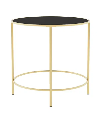 Furniture Of America Tela 22-inch Glass Top Round Side Table In Gold