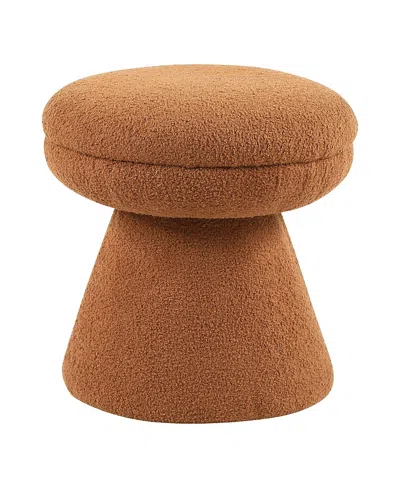 Furniture Of America Torio Mushroom Pedestal Fabric Ottoman In Brown