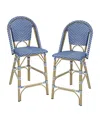 Furniture Of America Tricke Aluminum And Pe Wicker Patio Counter Height Chairs, Set Of 2 In Blue