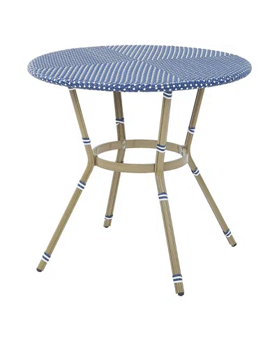 Furniture Of America Tricke Aluminum And Pe Wicker Patio Round Counter Height Table In Blue