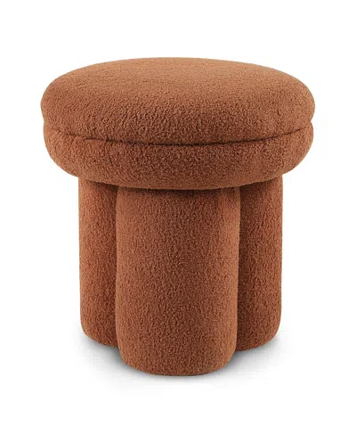 Furniture Of America Trina Pillar Base Fabric Ottoman In Brown