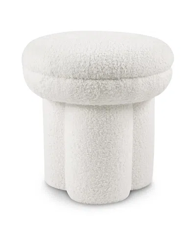 Furniture Of America Trina Pillar Base Fabric Ottoman In White