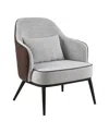 Furniture Of America Watson Faux Leather Wingback Accent Chair In Gray