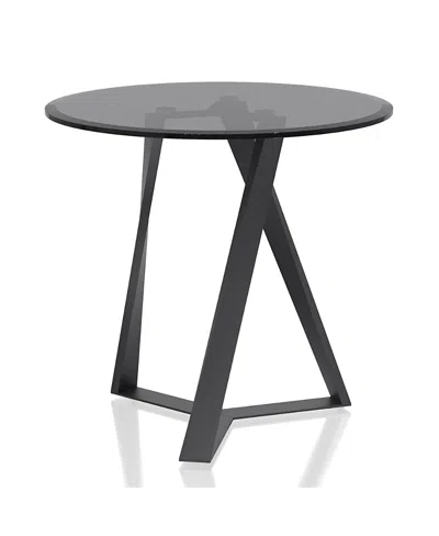 Furniture Of America Webbe 24 O-shaped Round Glass Top End Table In Black