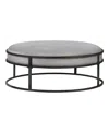 Furniture Of America Wilsonne Steel Frame Upholstered Round Ottoman In Gray