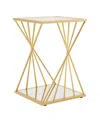 Furniture Of America Zari 16-inch Square Side Table With Mirrored Lower Shelf In Gold