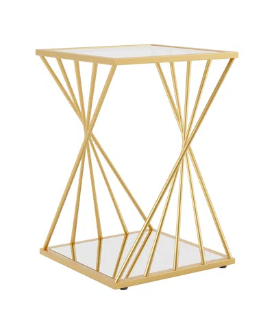 Furniture Of America Zari 16-inch Square Side Table With Mirrored Lower Shelf In Gold