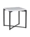 Furniture Saxon End Table In White Marble And Black Metal