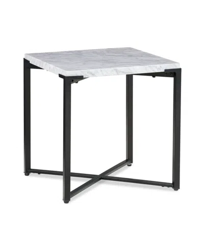 Furniture Saxon End Table In White Marble And Black Metal