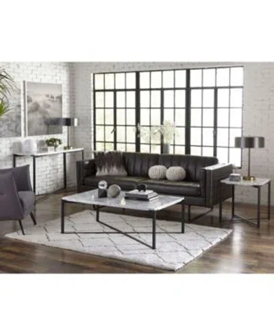 Furniture Saxon Living Room Collection In White Marble And Black Metal