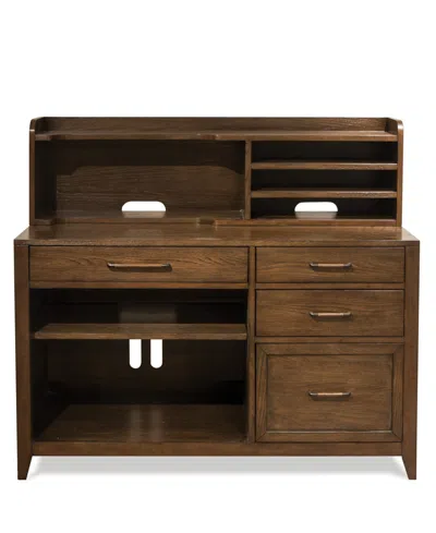 Furniture Vogue Hutch & Credenza Two Piece Home Office Desk Set In Plymouth Brown