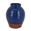Furnizzeme 15 Inch Decorative Vase Pot Shape Ceramic Blue And Brown Finish