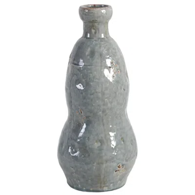 Furnizzeme 16 Inch Vintage Flower Vase Home Decor Antique Gray Metal Finish
