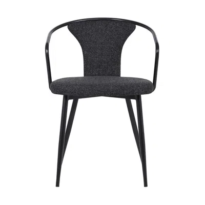 Furnizzeme 19 Inch Modern Fabric Dining Chair With Curved Back, Black